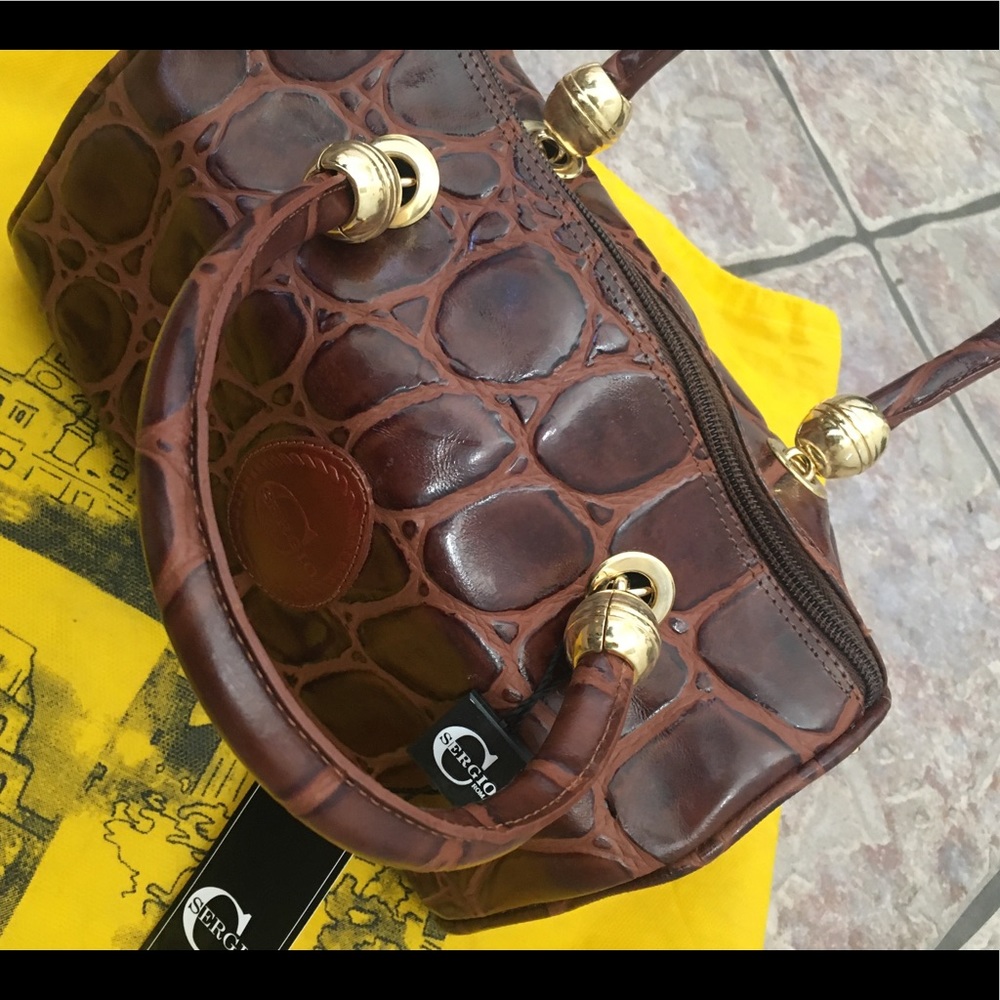 Sergio Cerutti Roma Leather Crocodile Purse NWT